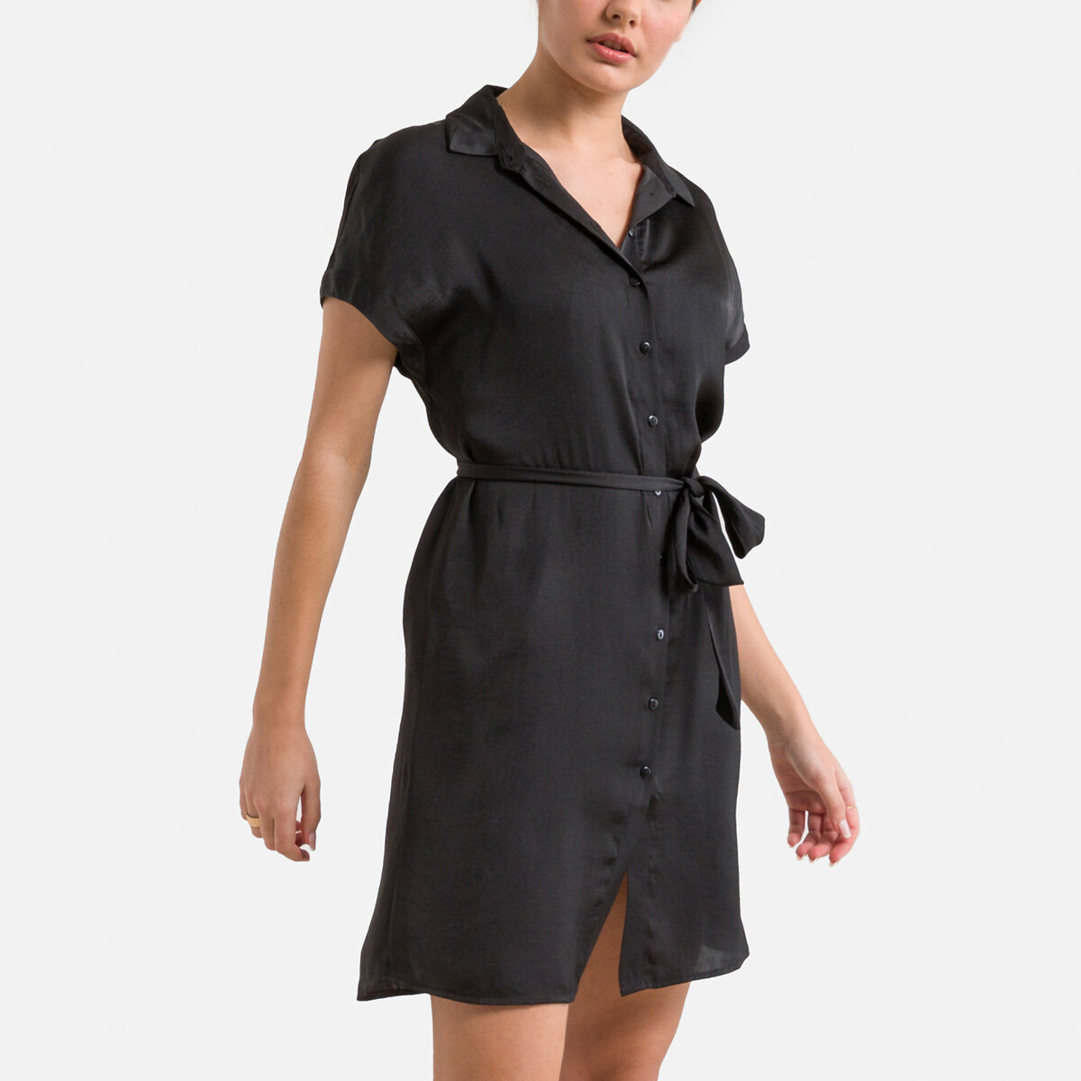 Платье-рубашка Укороченное XL черный