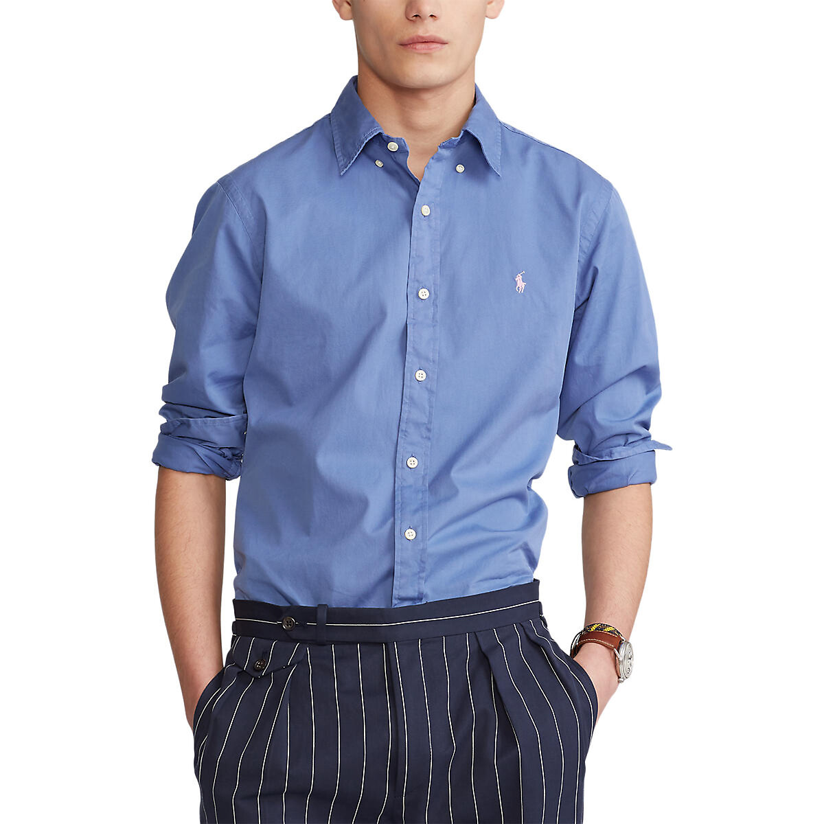 

Рубашка POLO RALPH LAUREN, Синий, Зауженная из хлопкового твила L синий