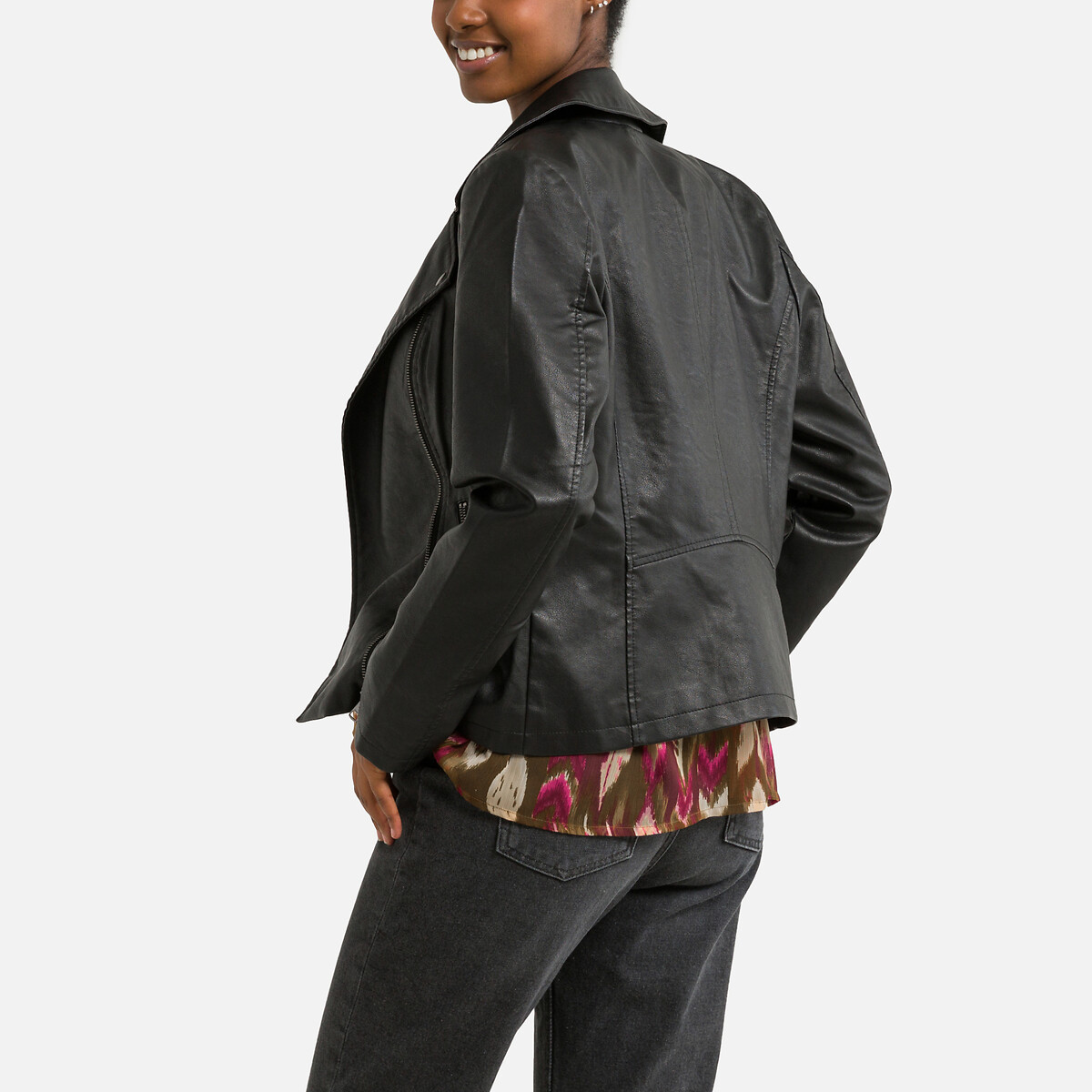 Куртка Короткая из искусственной кожи S черный LaRedoute, размер S - фото 4