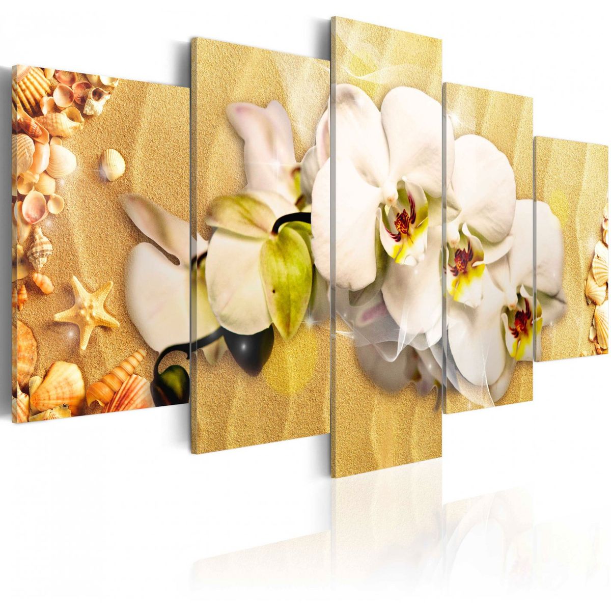 Tableau - 5 tableaux - Plage et orchidée