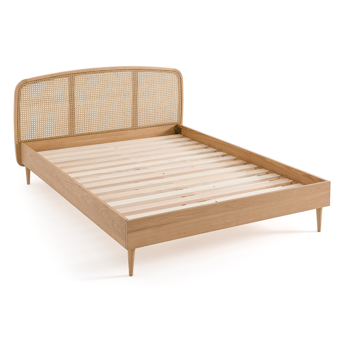 Кровать из дуба и плетеного материала с реечным кроватным основанием Buisseau  140 x 190 см каштановый LaRedoute, размер 140 x 190 см - фото 3