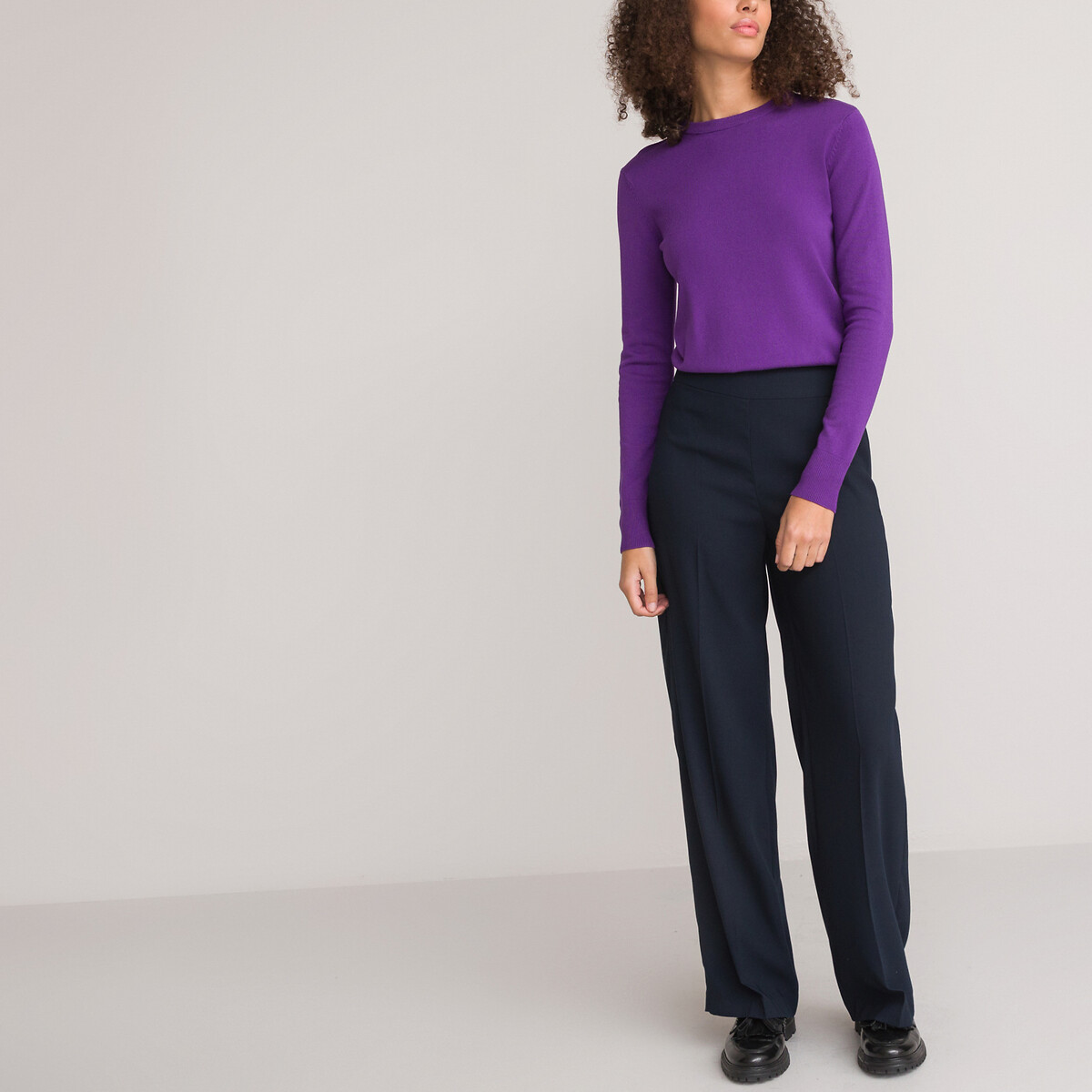 Пуловер Базовый с длинными рукавами XXL фиолетовый LaRedoute, размер XXL - фото 2