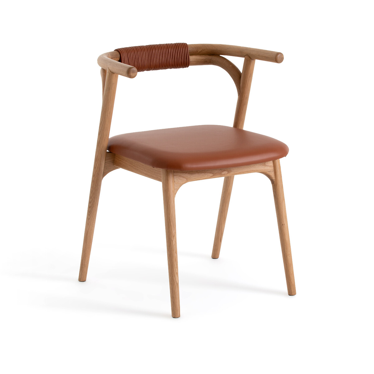 Кресло Для столовой из дубакожи Fermyo единый размер каштановый