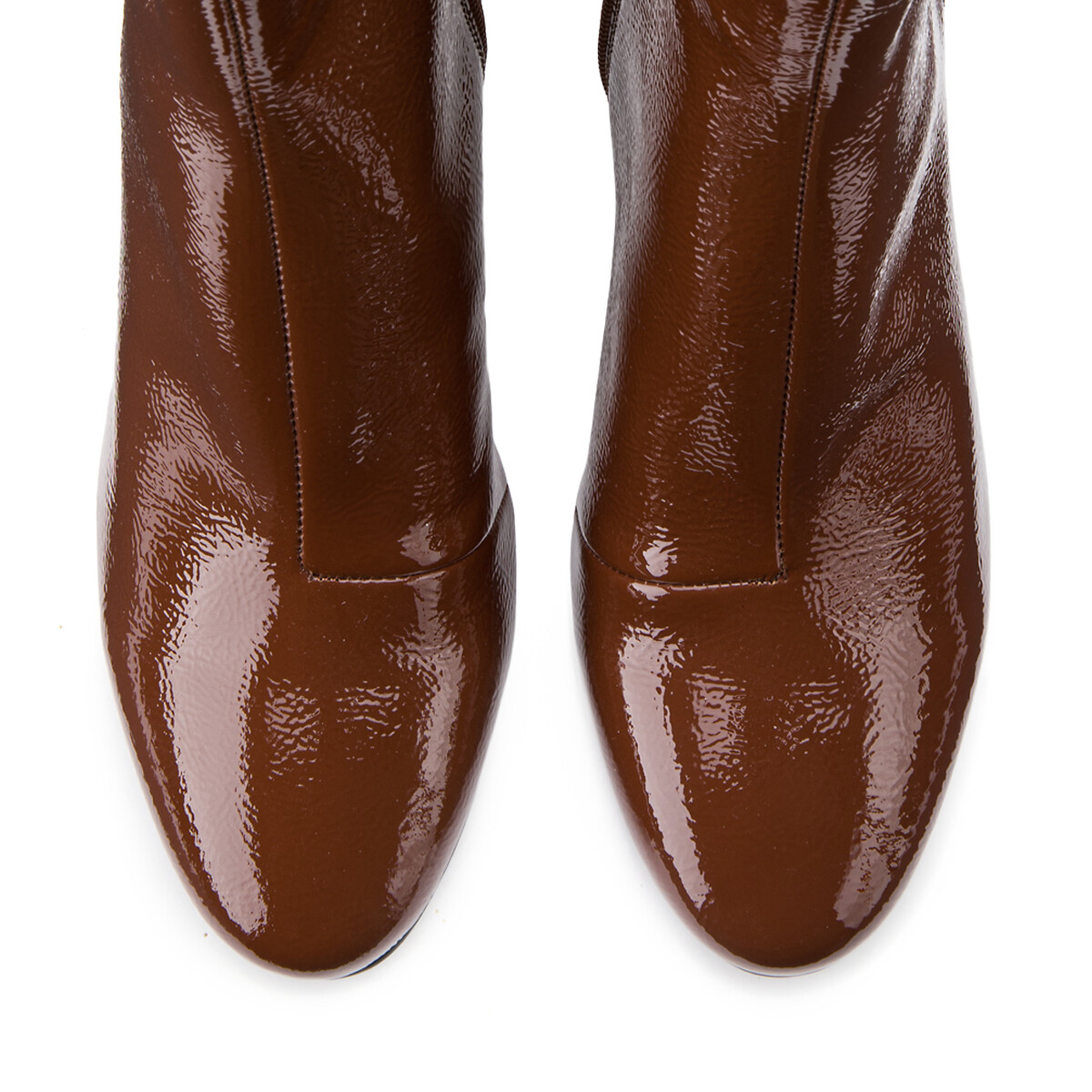 Ботинки LaRedoute Из лакированной жатой кожи тонкий высокий каблук 40 оранжевый, размер 40 - фото 3