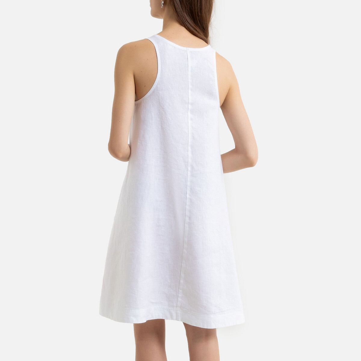 Платье La Redoute Без рукавов расклешенной формы из льна 42 (FR) - 48 (RUS) белый, размер 42 (FR) - 48 (RUS) Без рукавов расклешенной формы из льна 42 (FR) - 48 (RUS) белый - фото 4