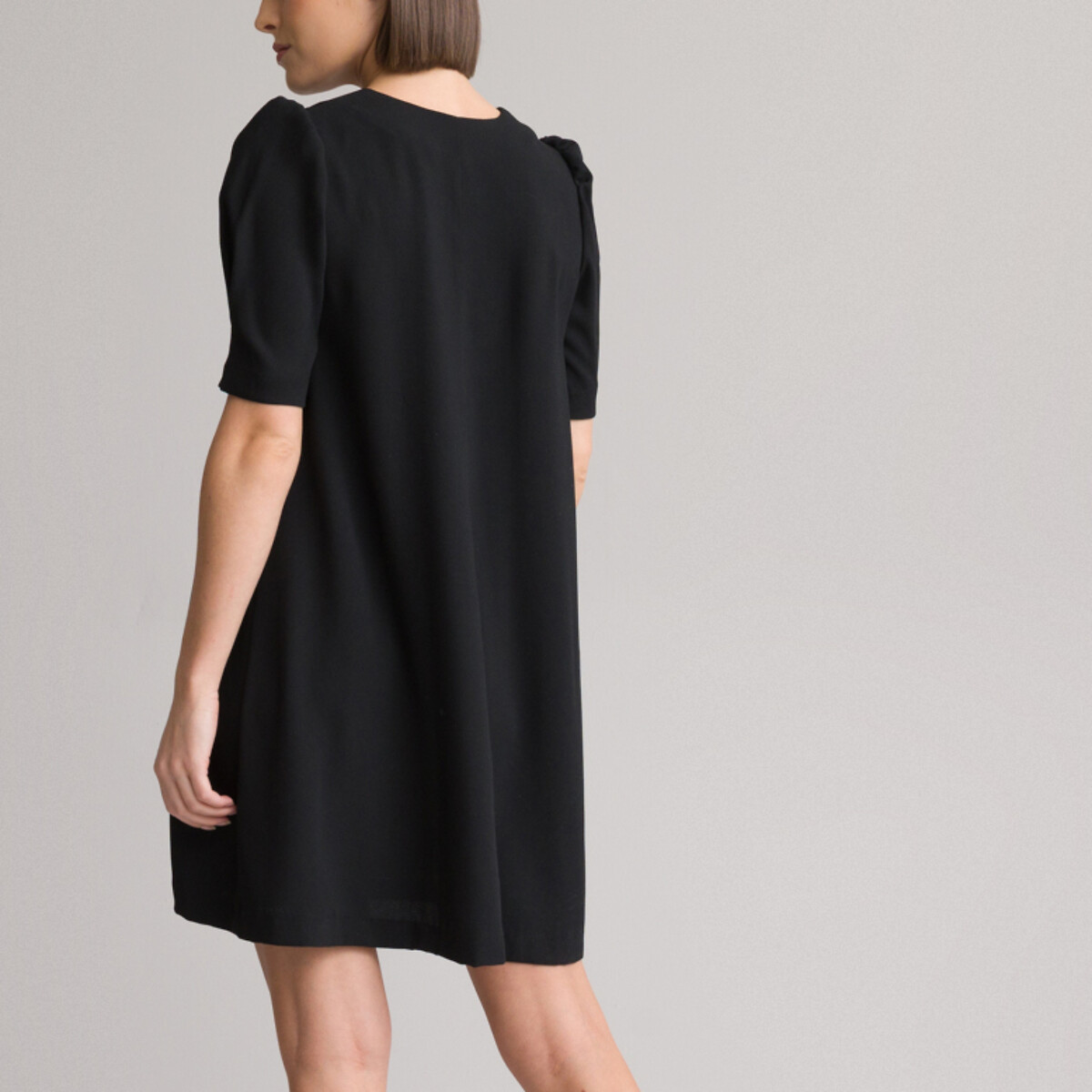 Платье Короткое с V-образным вырезом короткие рукава 56 черный LaRedoute, размер 56 - фото 4