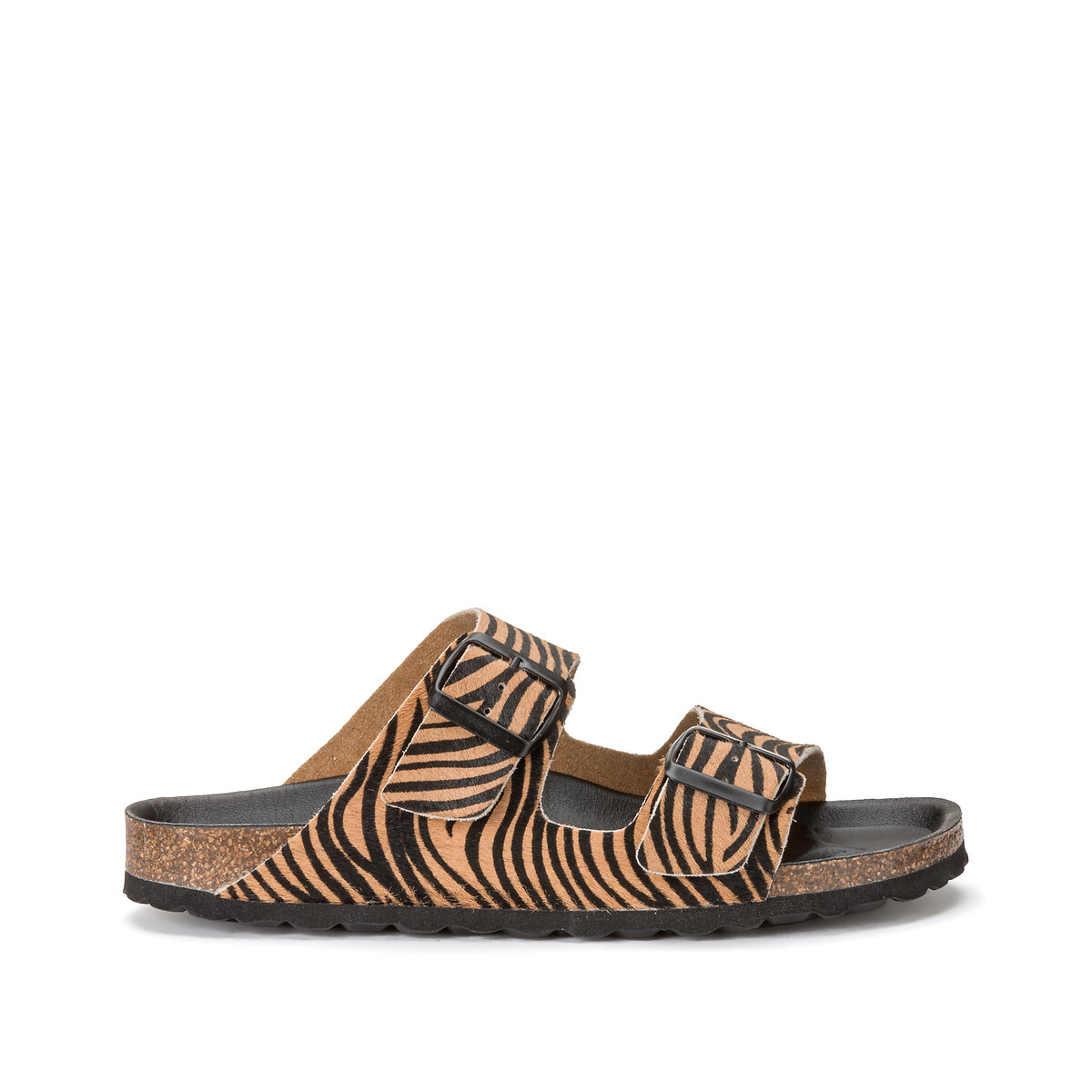 Туфли Кожаные без задника для широкой стопы с принтом зебра размер 38-45 44 каштановый