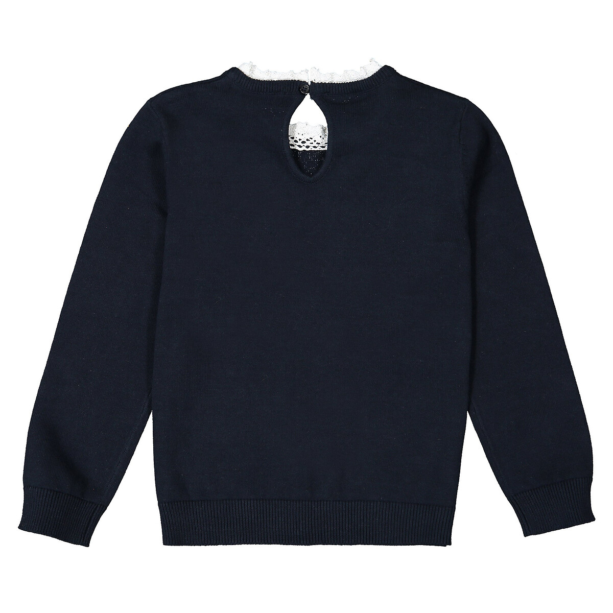 Пуловер La Redoute С эффектом  в  воротник связан крючком  4 года - 102 см синий, размер 4 года - 102 см - фото 3