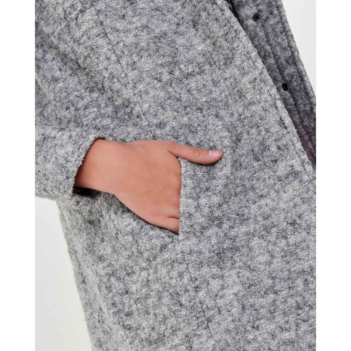 Пальто LaRedoute Длинное из малой пряжи с капюшоном L серый, размер L - фото 5