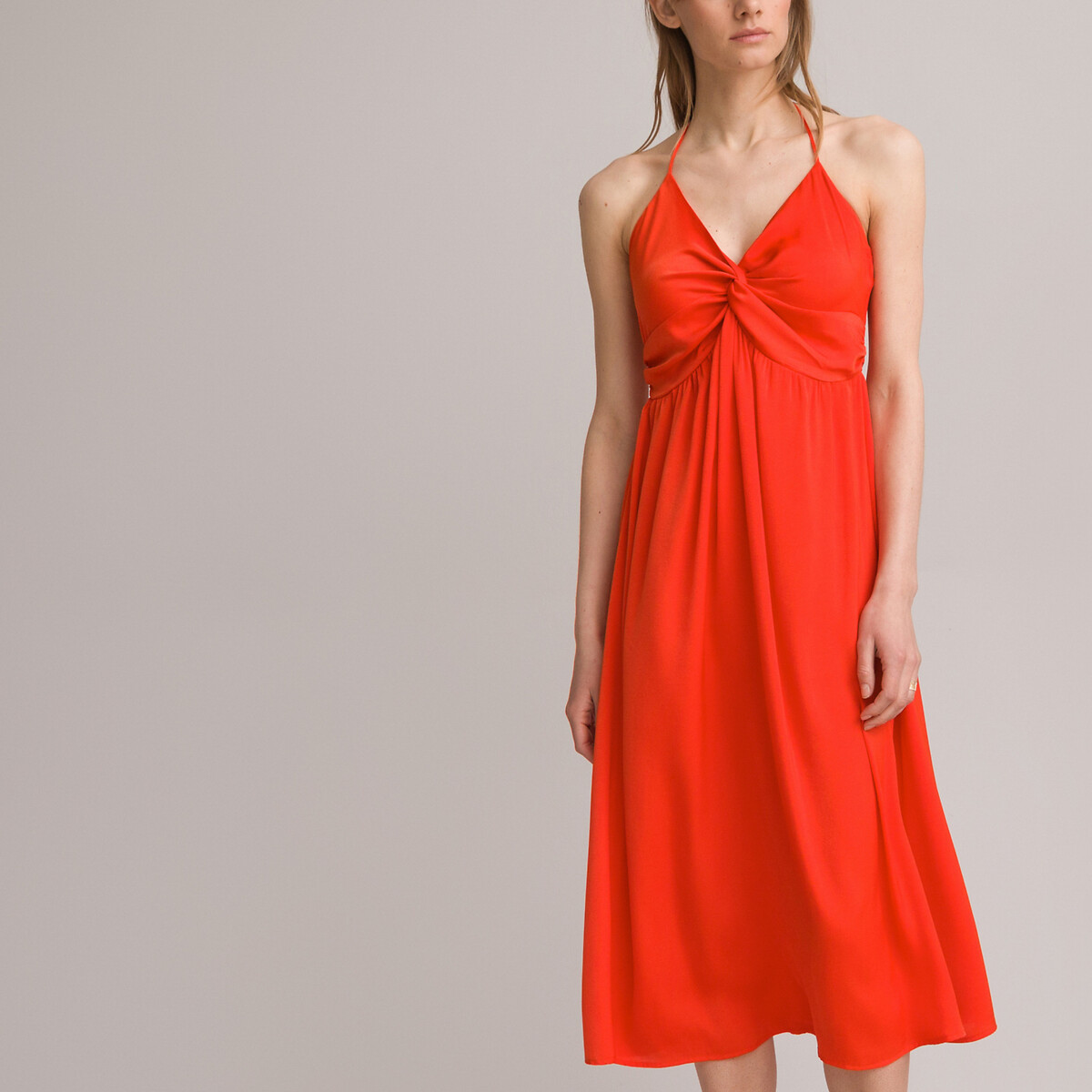 Платье LA REDOUTE COLLECTIONS С тонкими бретелями 40 оранжевый, размер 40 - фото 1