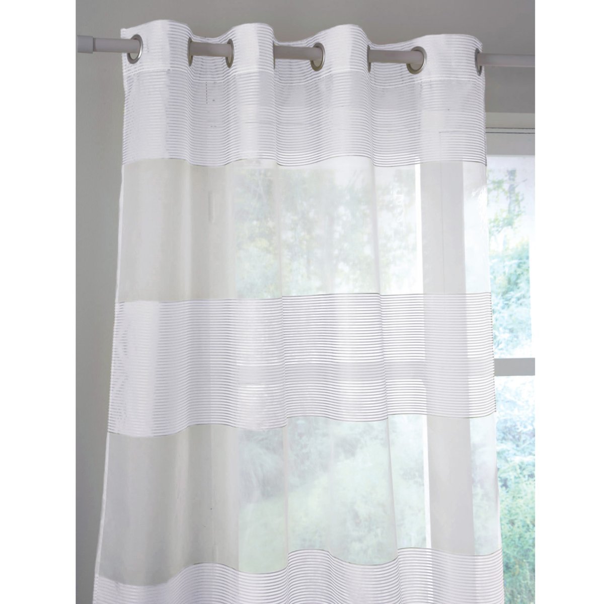 Image of Linda Wide Stripe Single Voile Panel with Eyelets