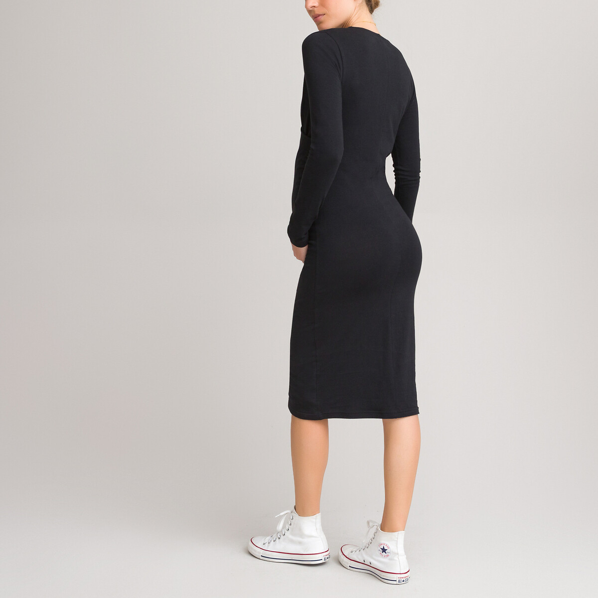 Платье LaRedoute Для периода беременности из трикотажа в форме с запахом M черный, размер M - фото 4