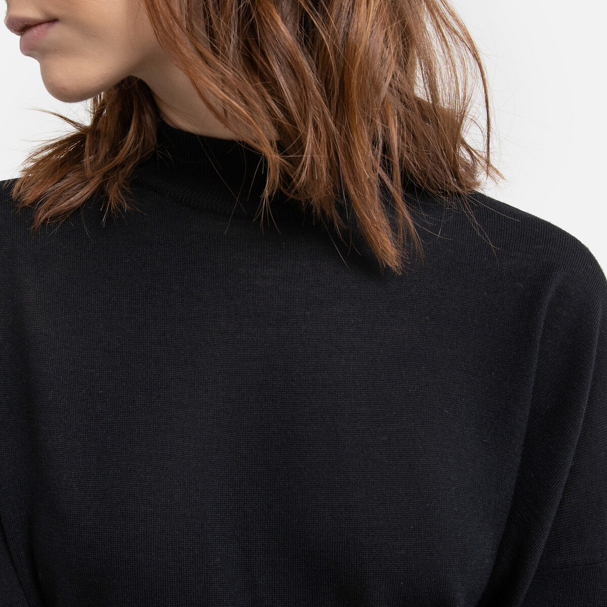 Пуловер LaRedoute С воротником с отворотом из тонкого шерстяного трикотажа MASSA XS черный, размер XS - фото 3