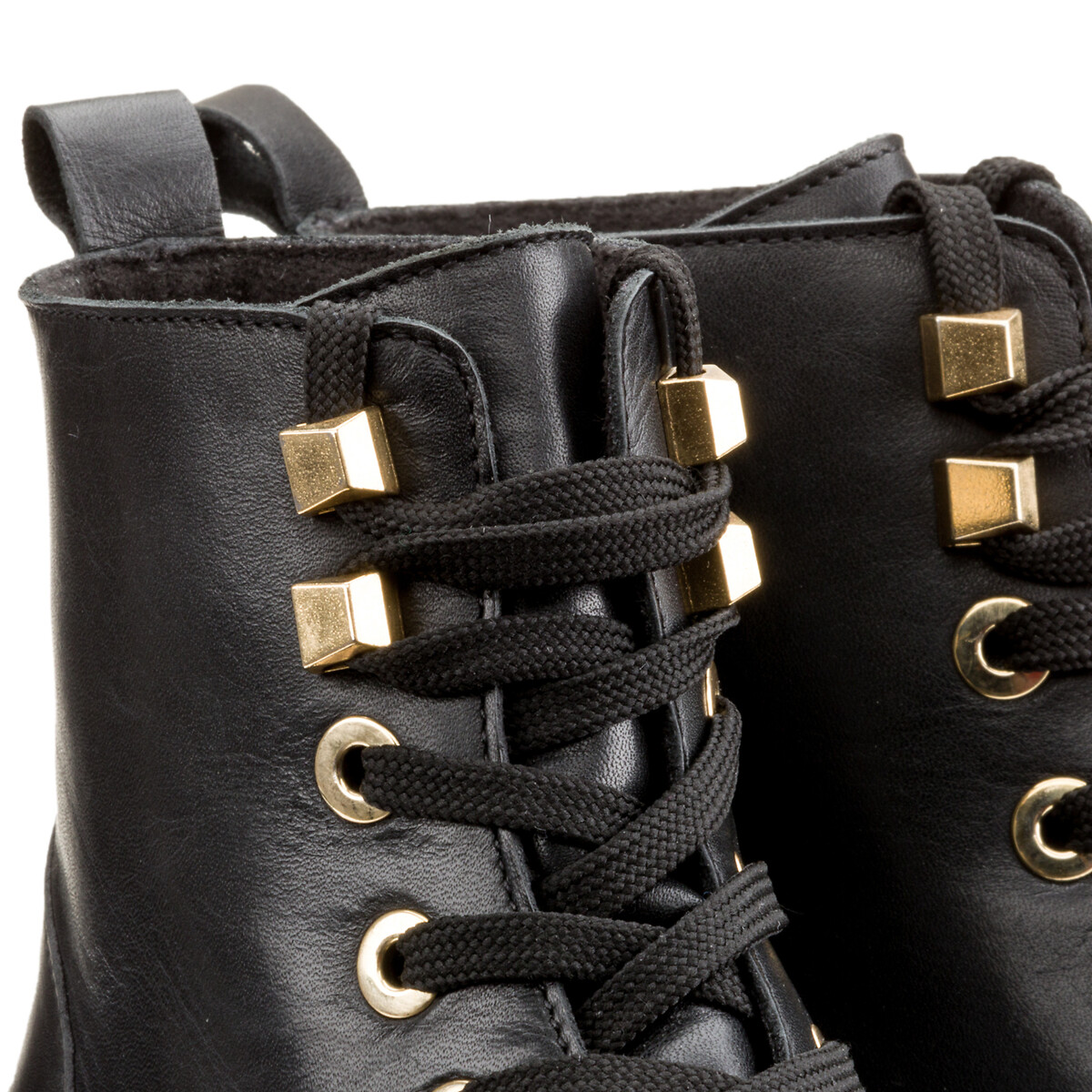 Ботинки LaRedoute Из кожи на шнуровке с золотистыми деталями 39 черный, размер 39 - фото 4