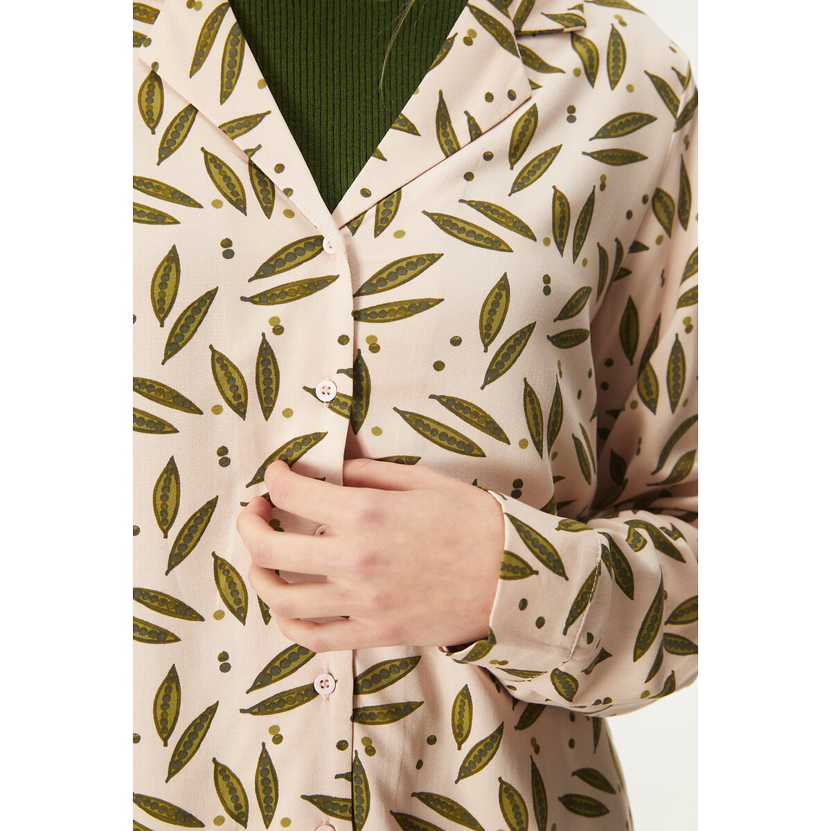 Блузка COMPANIA FANTASTICA Блузка С V-образным вырезом и принтом L бежевый, размер L - фото 3
