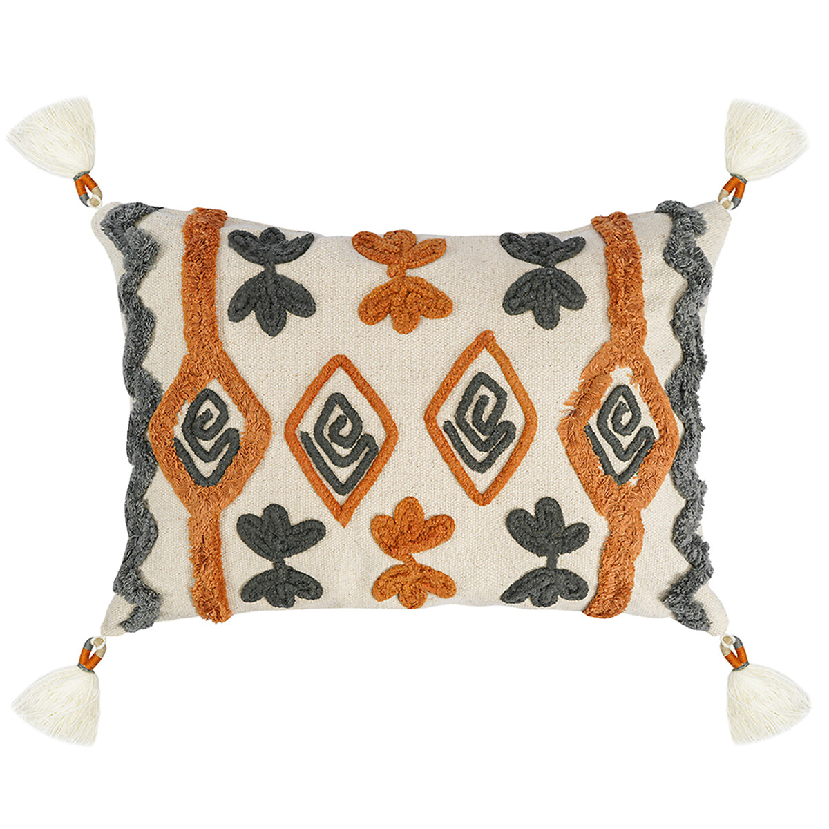 Подушка декоративная с бахромой и вышивкой Abstract play из коллекции Ethnic 30х45 см  единый размер разноцветный LaRedoute