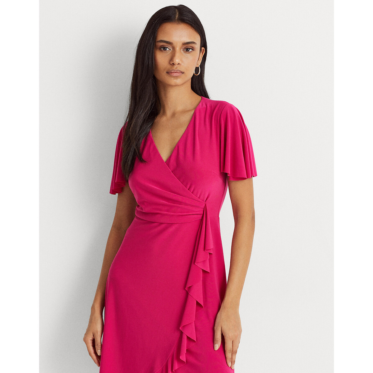 Платье LaRedoute С запахом и короткими рукавами 40 (FR) - 46 (RUS) розовый, размер 40 (FR) - 46 (RUS) С запахом и короткими рукавами 40 (FR) - 46 (RUS) розовый - фото 2
