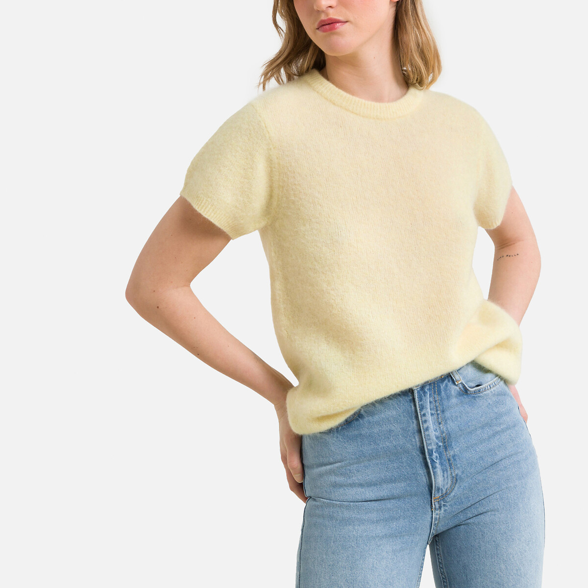 Пуловер с круглым вырезом из тонкого трикотажа VITOW S желтый пуловер с круглым вырезом из плотного трикотажа s розовый