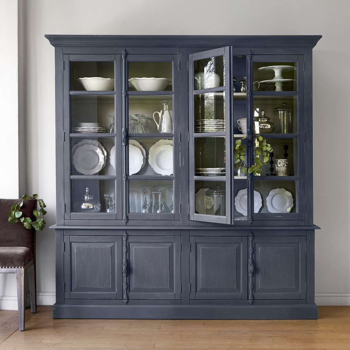 LA REDOUTE INTERIEURS Armario vitrina con 4 puertas patinado Eulali GRIS talla única