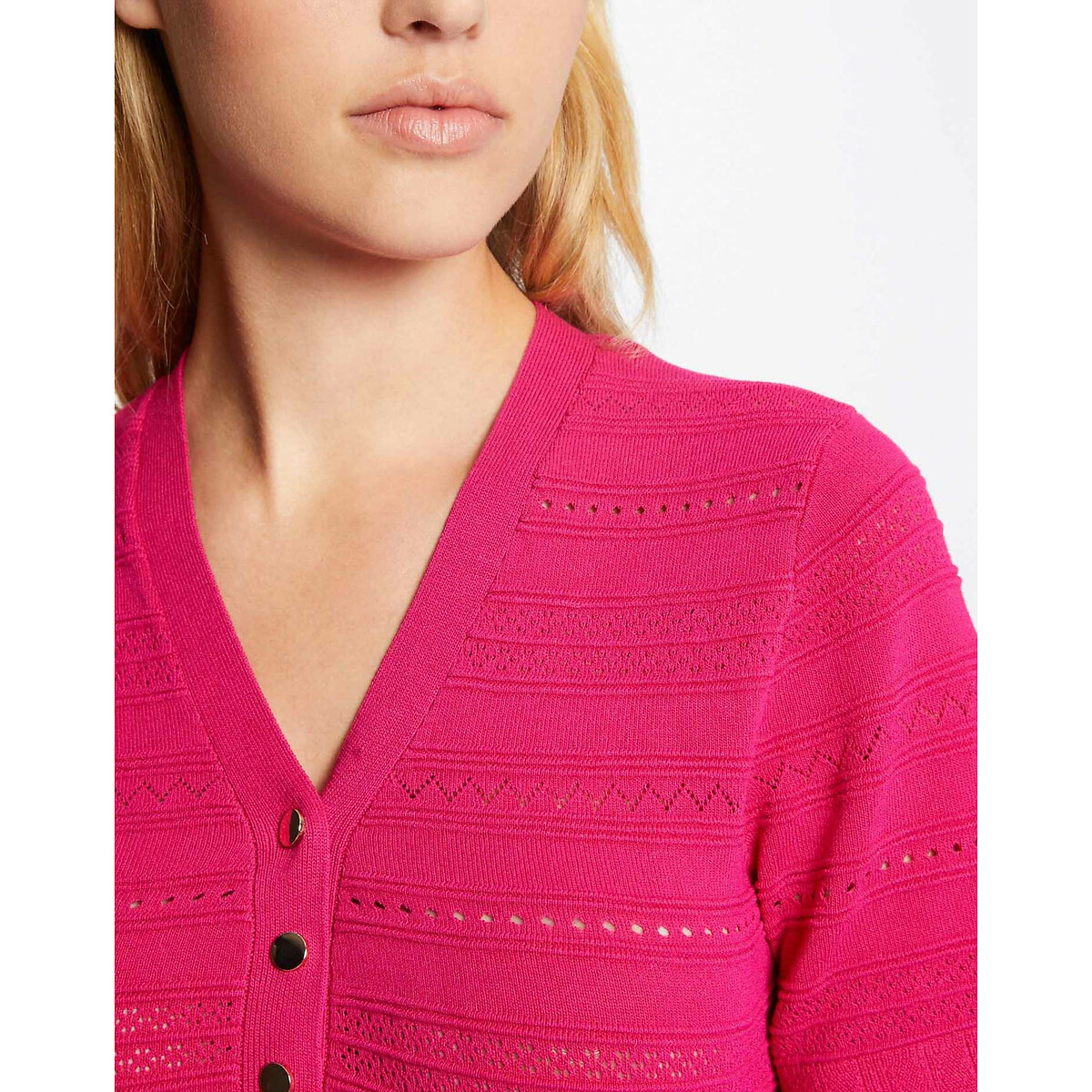Пуловер С короткими рукавами и ажурными деталями M фиолетовый LaRedoute, размер M - фото 2