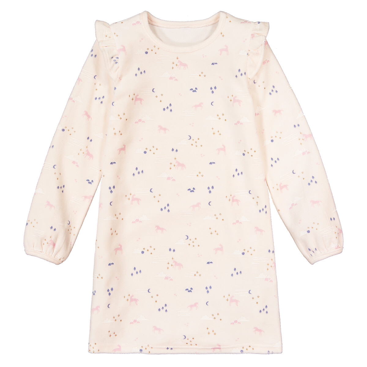 Ночная LaRedoute Рубашка из велюра биохлопок 3-12 лет 4 года - 102 см розовый, размер 4 года - 102 см - фото 1