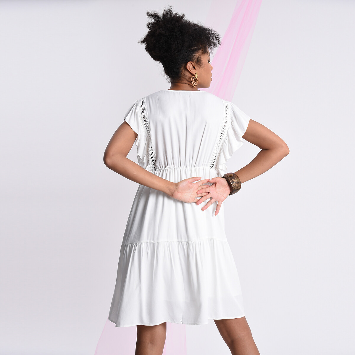 Платье MOLLY BRACKEN Короткое с пластроном с кружевом вышитым крючком S белый, размер S - фото 3