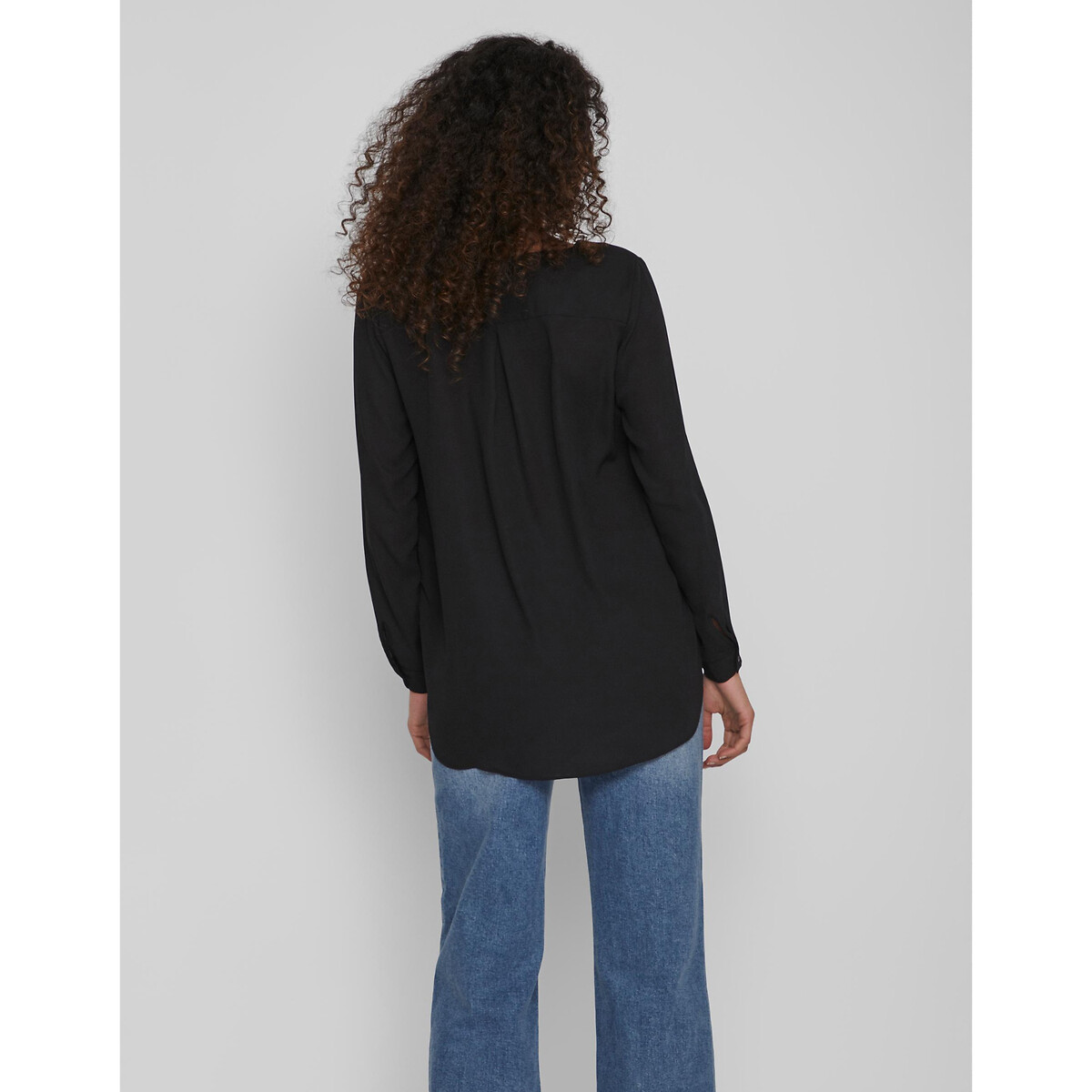 Блузка La Redoute С V-образным вырезом и длинными рукавами S черный, размер S - фото 3