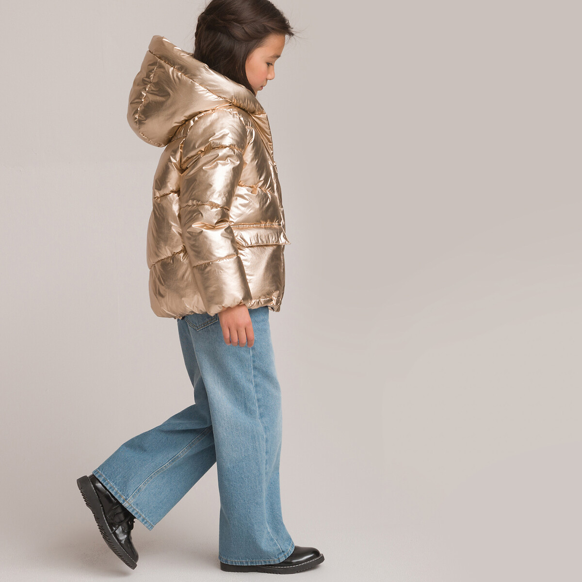 Куртка Стеганая утепленная с капюшоном 10 лет - 138 см золотистый LaRedoute, размер 10 лет - 138 см - фото 2