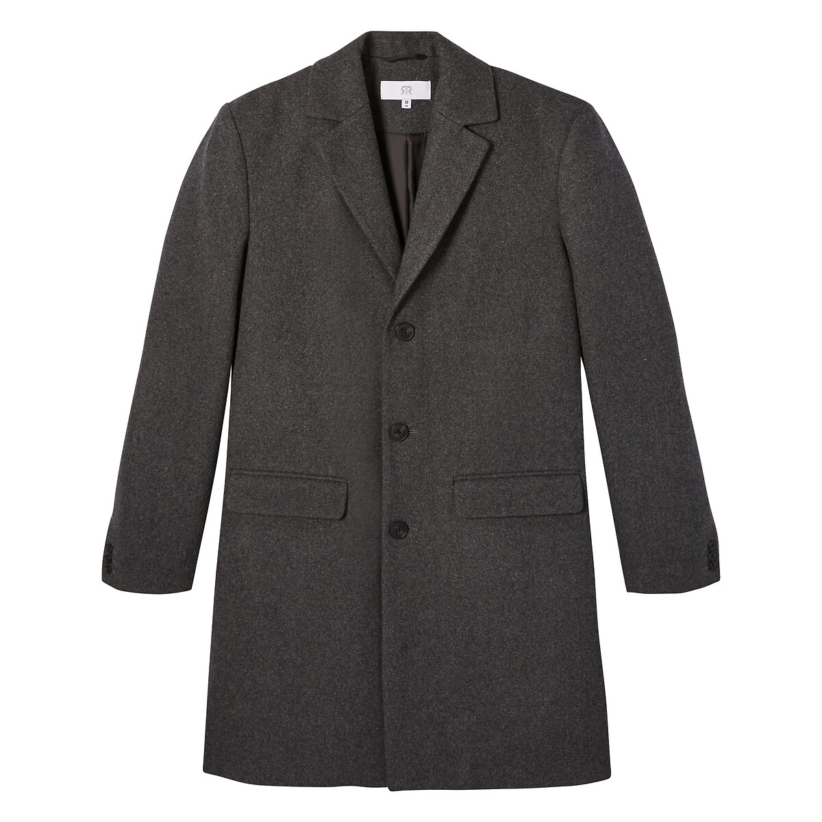 Пальто La Redoute Прямого покроя из шерстяного драпа L серый, размер L - фото 1