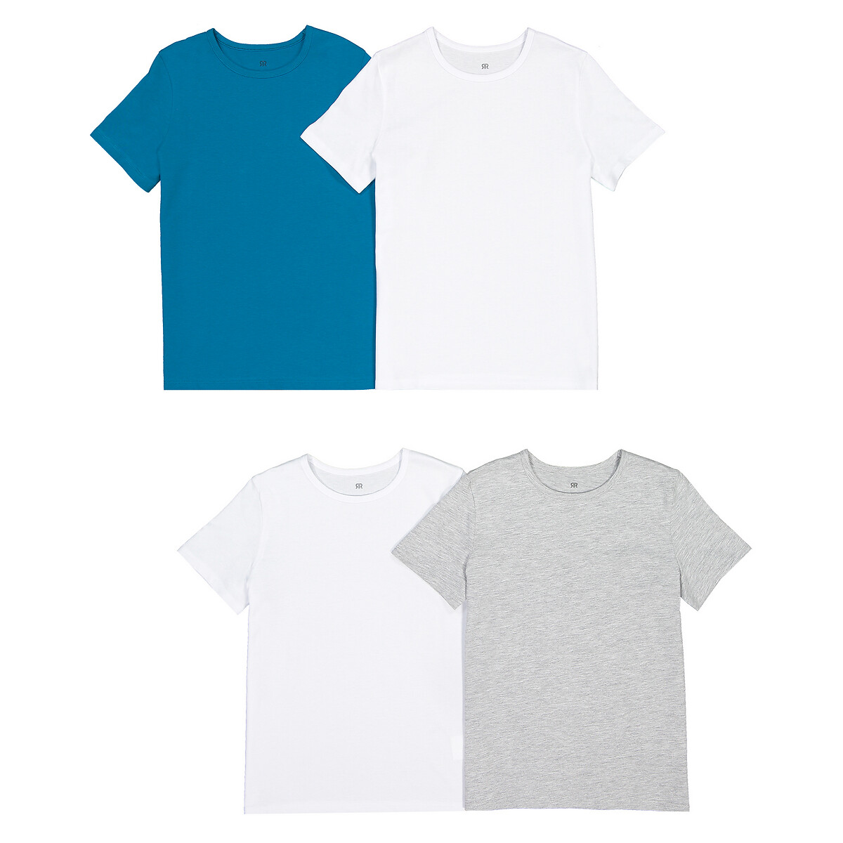 Комплект из 4 однотонных футболок La Redoute 14 лет - 162 см синий