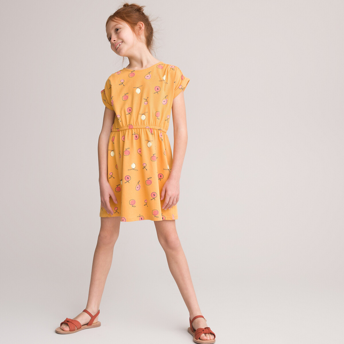 Платье LA REDOUTE COLLECTIONS С принтом биохлопок 3-12 лет 3 года - 94 см желтый, размер 3 года - 94 см - фото 2