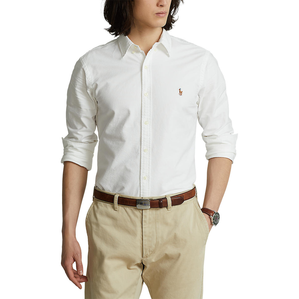 Рубашка узкого покроя из ткани оксфорд L белый рубашка зауженная из ткани оксфорд s черный