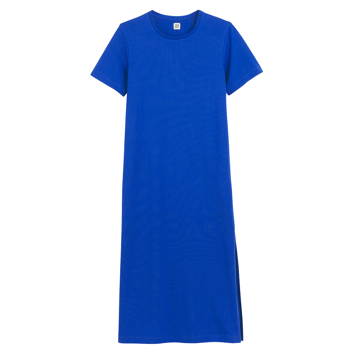 Платье-футболка Длинное с круглым вырезом и короткими рукавами XS синий LaRedoute, размер XS - фото 5