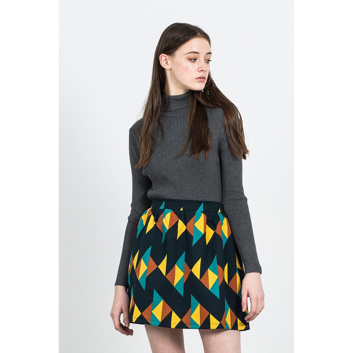 

Юбка короткая, расклешенная, с геометрическим рисунком , AZTECA SKIRT