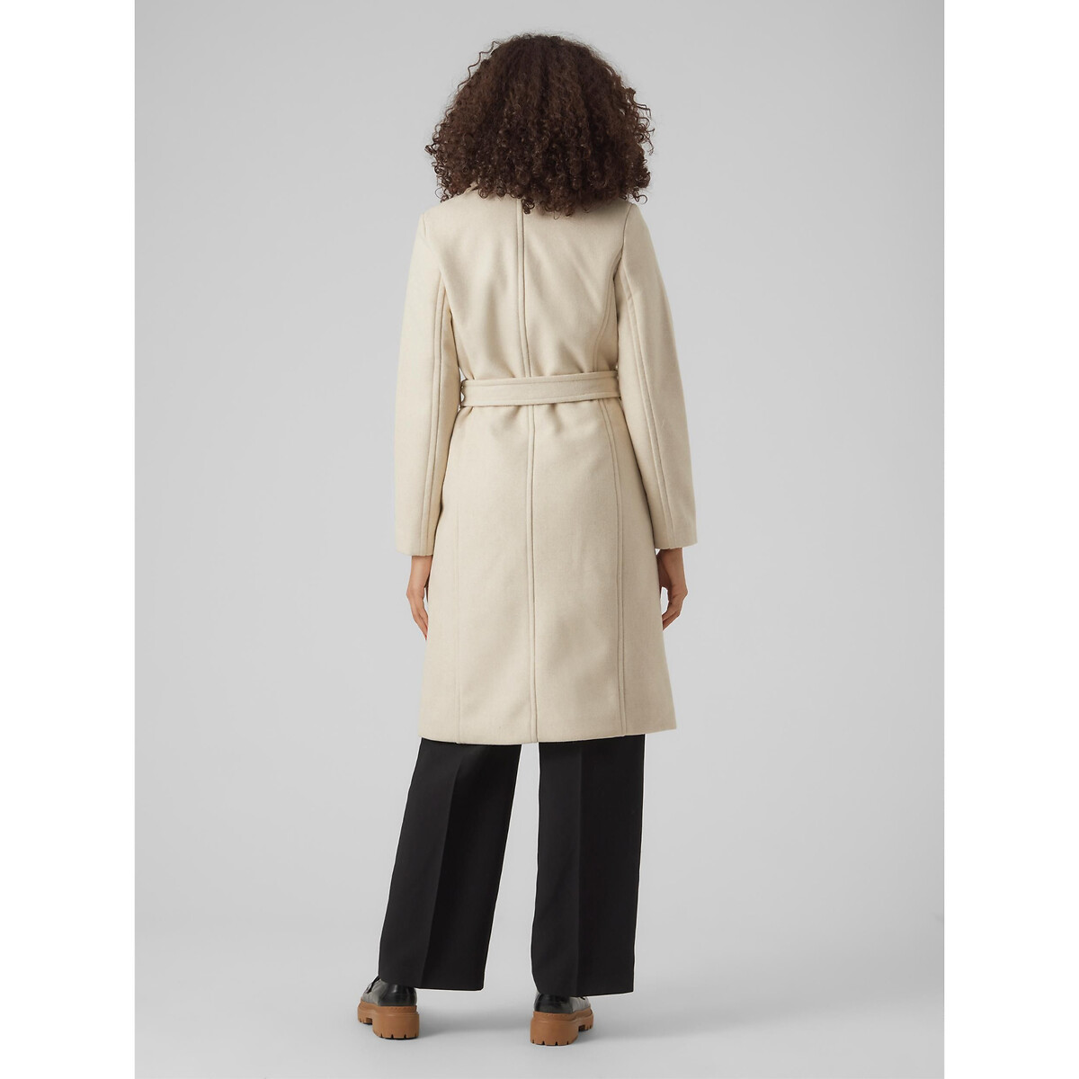 Пальто Прямое с завязками M белый LaRedoute, размер M - фото 4