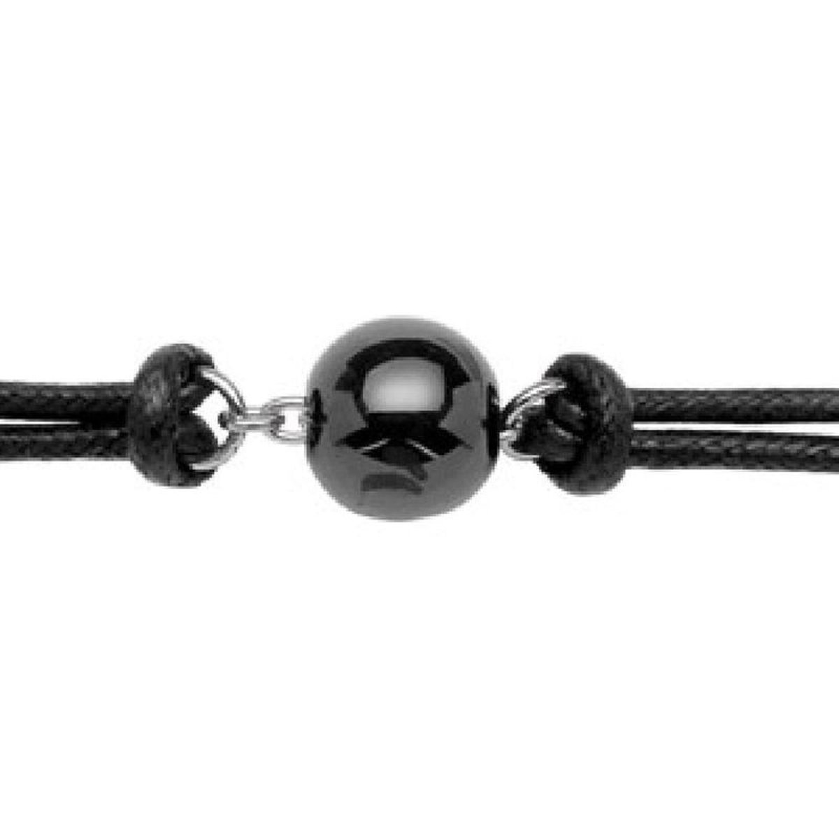 Bracelet Cordon Réglable: 17 à 19 cm Boule Céramique Acier