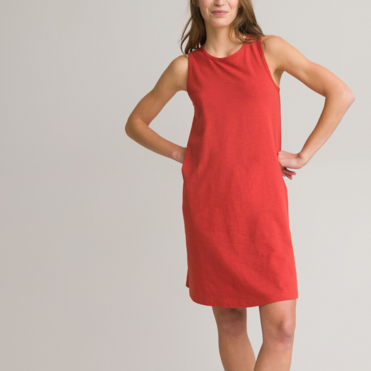 Платье Короткое без рукавов из трикотажа XL красный LaRedoute, размер XL - фото 1