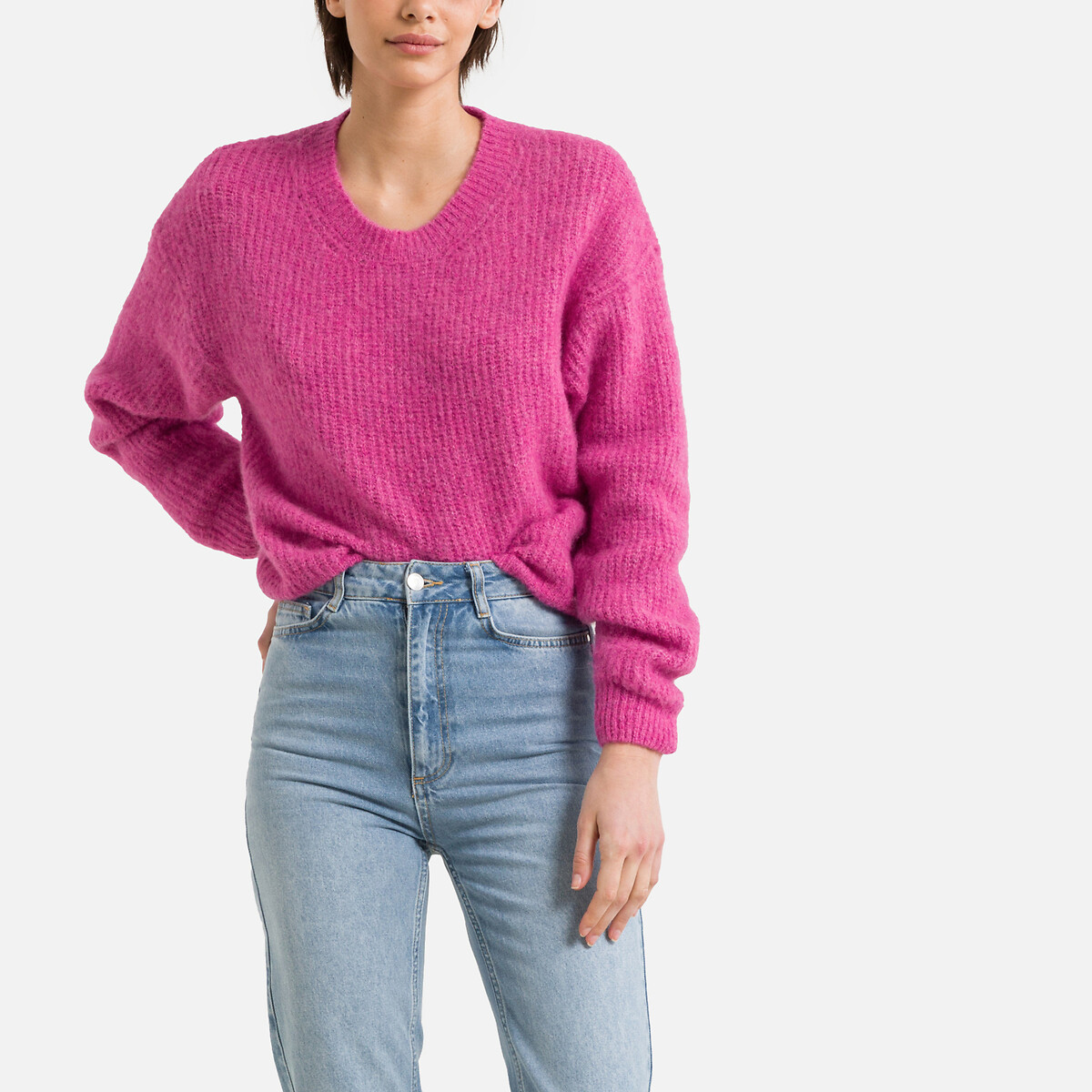 Пуловер С круглым вырезом из тонкого трикотажа EAST S розовый
