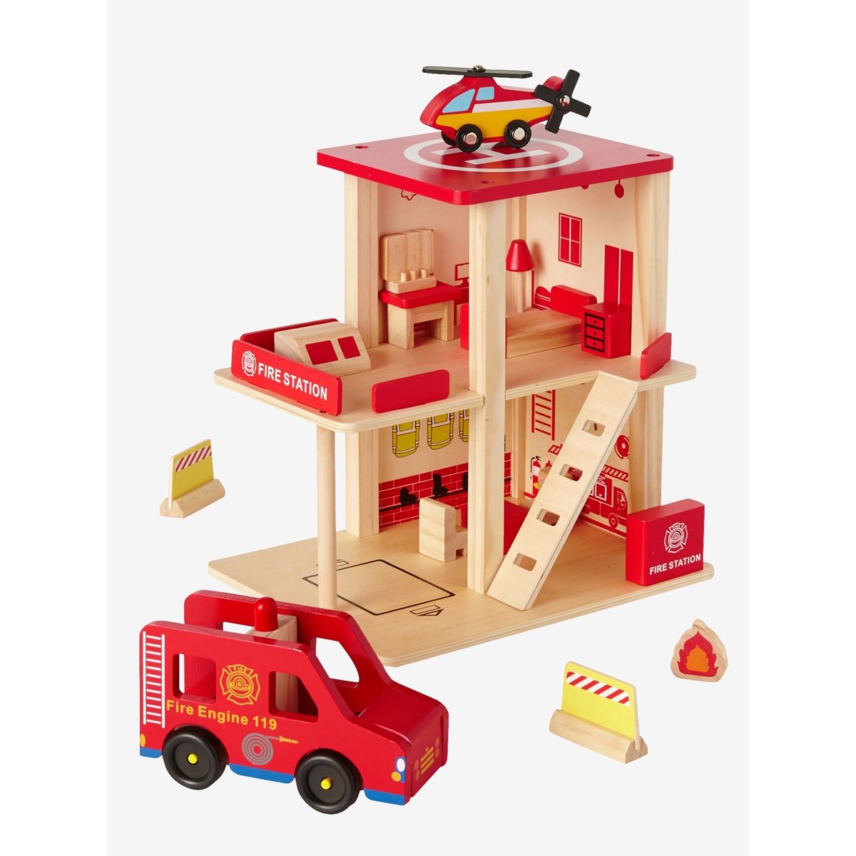 Caserne de pompiers en bois et accessoires