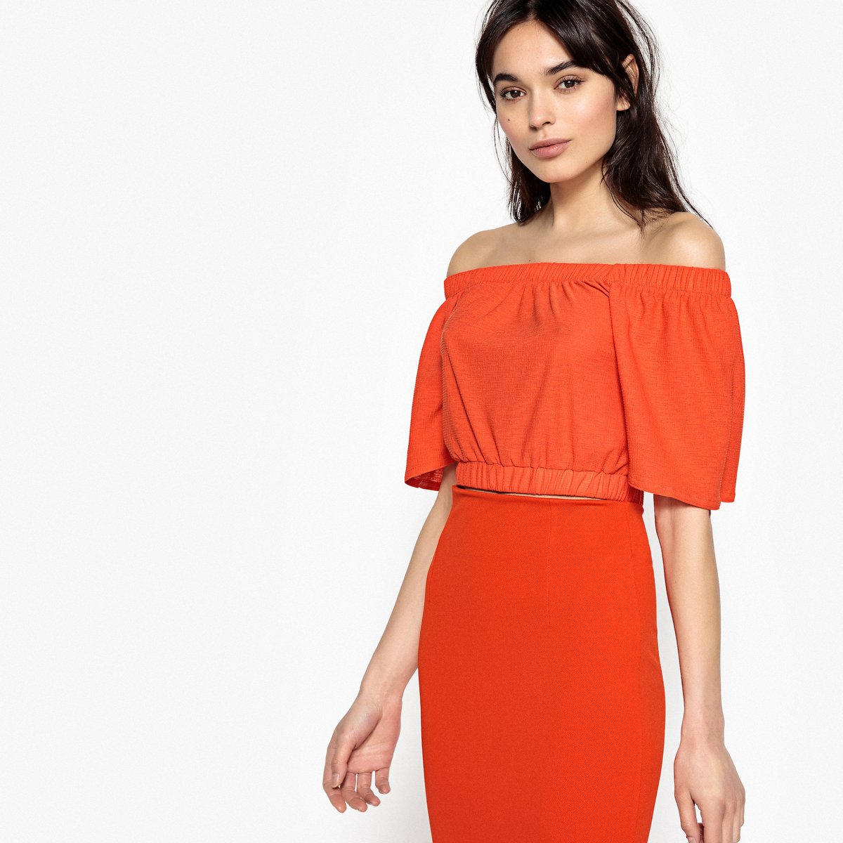 

Футболка La Redoute, Оранжевый, С открытыми плечами и короткими рукавами S оранжевый