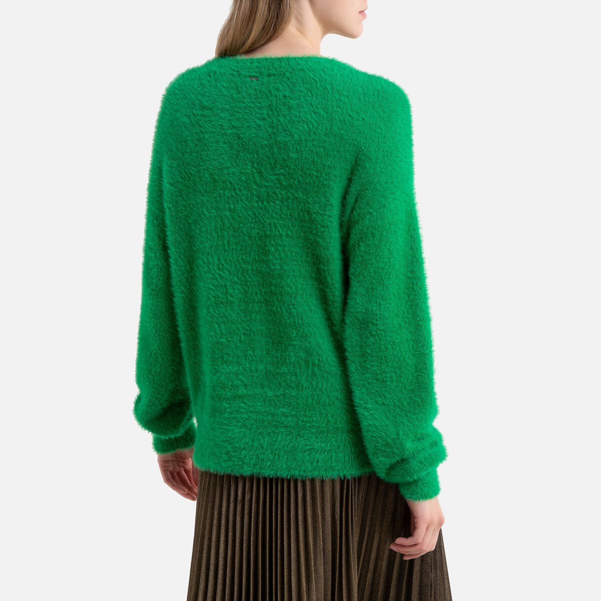 Пуловер La Redoute С круглым вырезом из плотного трикотажа M зеленый, размер M - фото 3