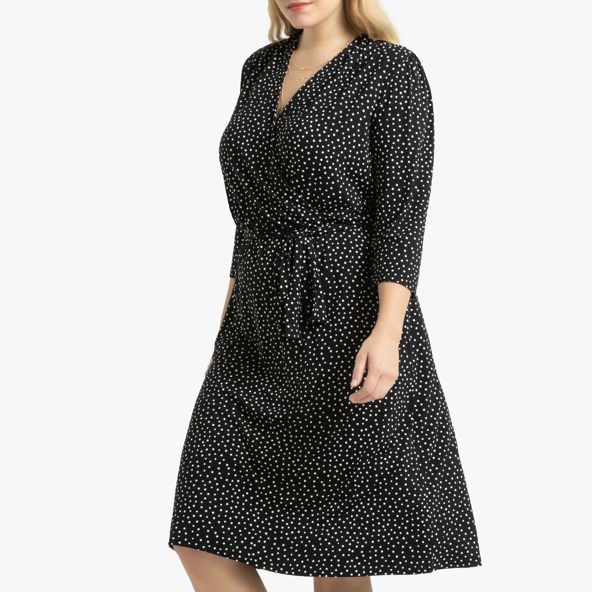 Robe imprimée pois en maille jersey