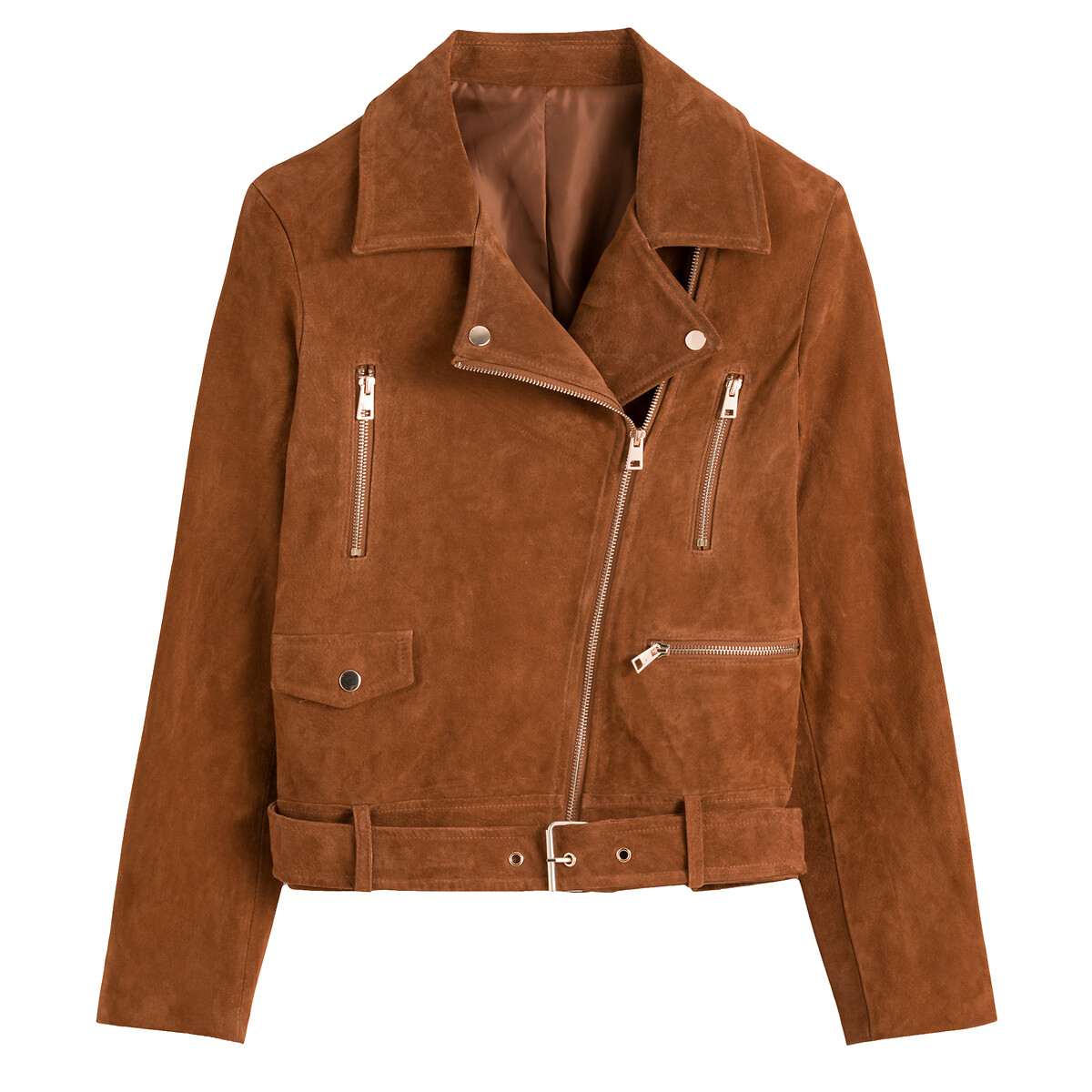 Куртка Из кожи в байкерском стиле 48 (FR) - 54 (RUS) каштановый LaRedoute, размер 48 (FR) - 54 (RUS) Куртка Из кожи в байкерском стиле 48 (FR) - 54 (RUS) каштановый - фото 5