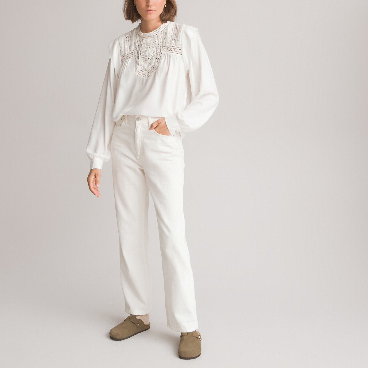 

Блузка LaRedoute, Белый, Блузка с круглым вырезом длинные рукава 42 (FR) - 48 (RUS) белый