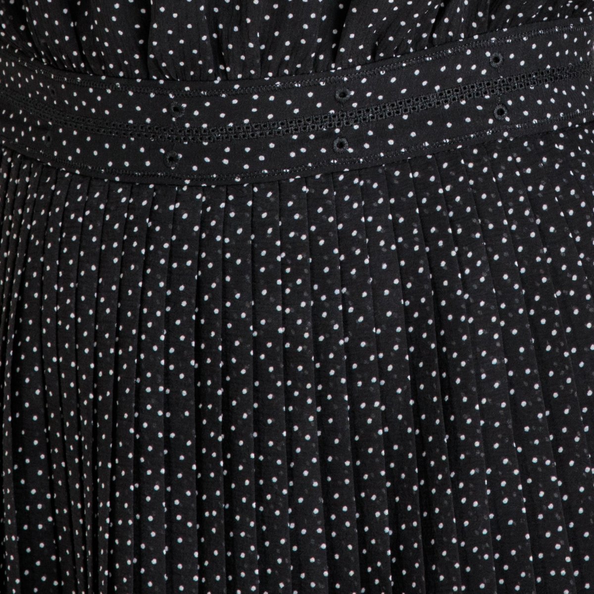 Платье LaRedoute Плиссированное с рисунком в горошек CONTESSINA M черный, размер M - фото 4