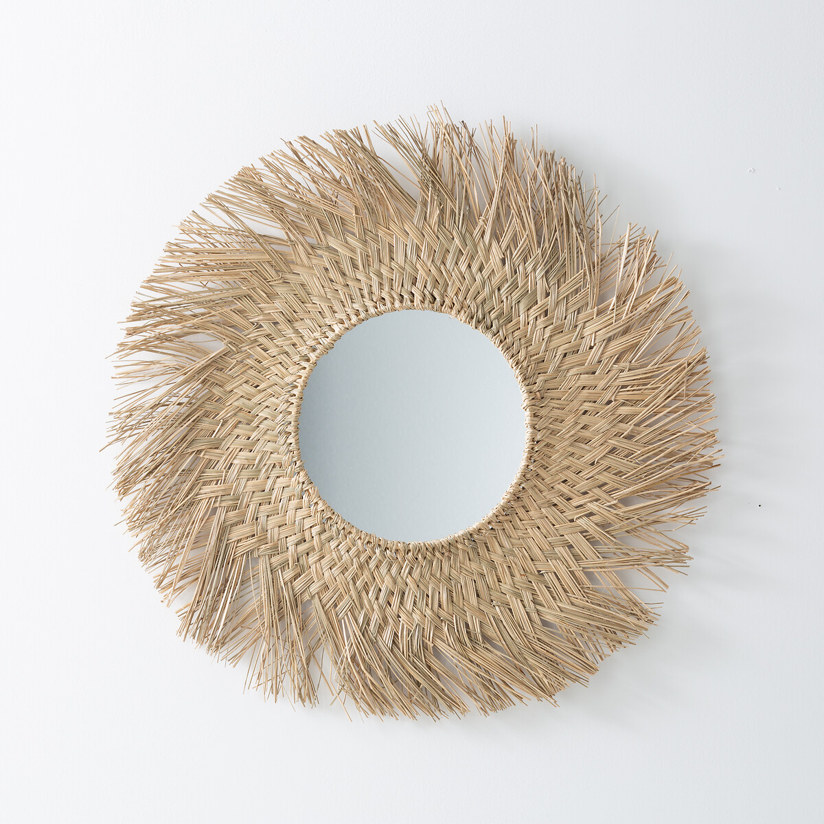 Круглое Плетеное зеркало в форме солнца 70 cm Loully единый размер бежевый