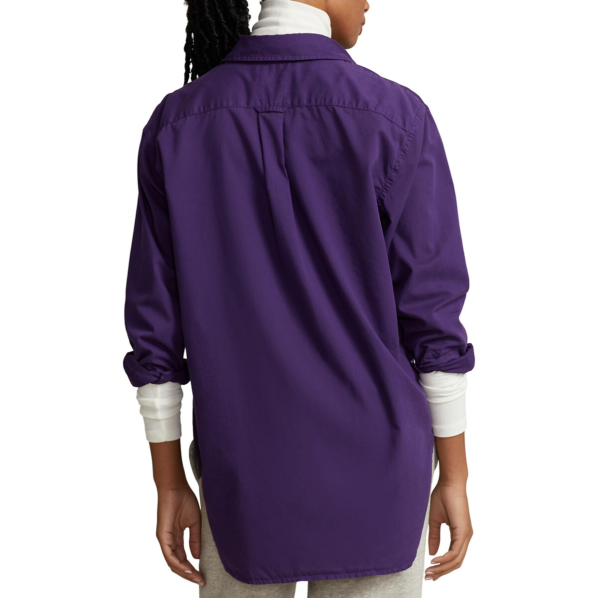 Рубашка прямая с длинными рукавами  XS фиолетовый LaRedoute, размер XS - фото 3