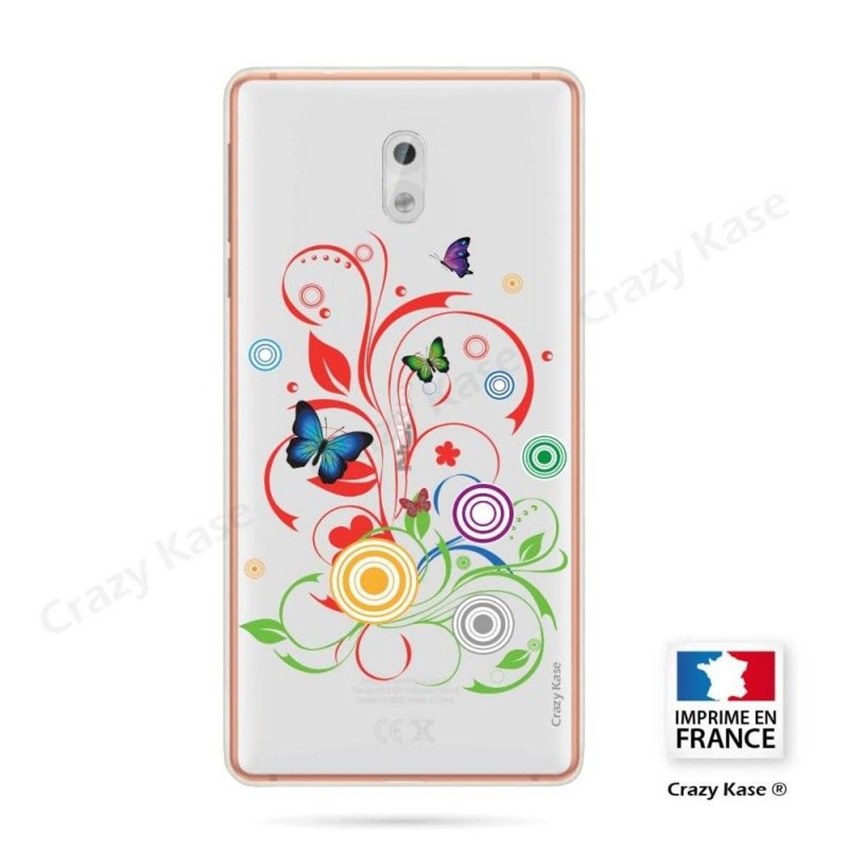Coque Nokia 3 souple motif Papillons et Cercles - Crazy Kase