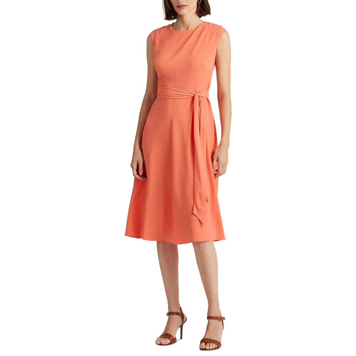 Платье Средней длины без рукавов 48 оранжевый