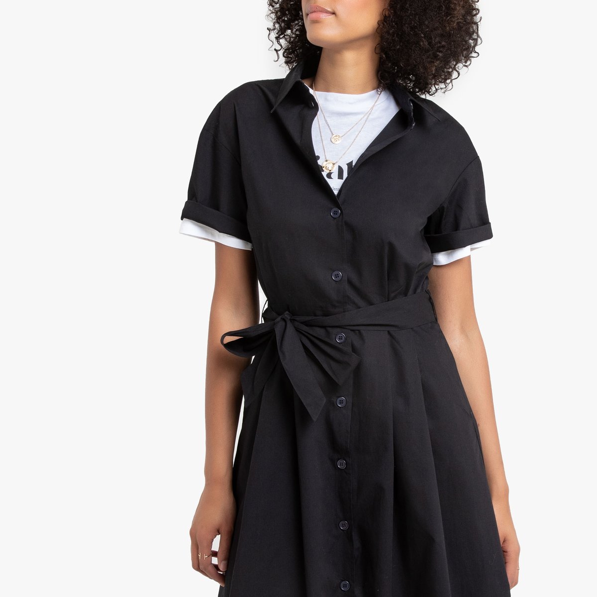 Платье-рубашка La Redoute Из хлопка 34 (FR) - 40 (RUS) черный, размер 34 (FR) - 40 (RUS) Из хлопка 34 (FR) - 40 (RUS) черный - фото 2